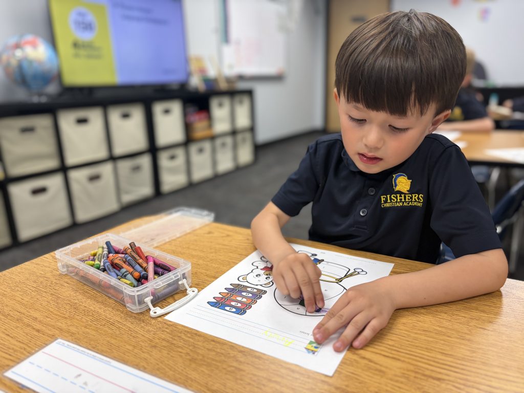 Elementary classroom instruction at Fishers Christian Academy