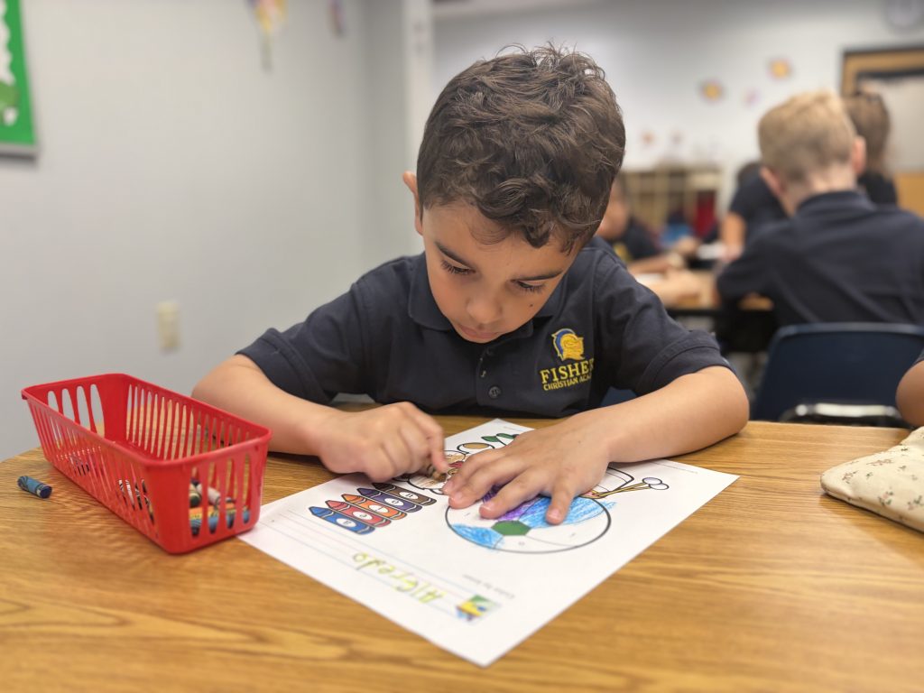 A Fishers Christian Academy student at work